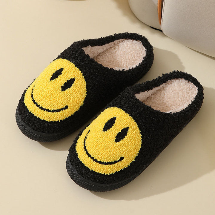 Mirla | Stort smiley-mönster pälslofflor-Eva Jonsson