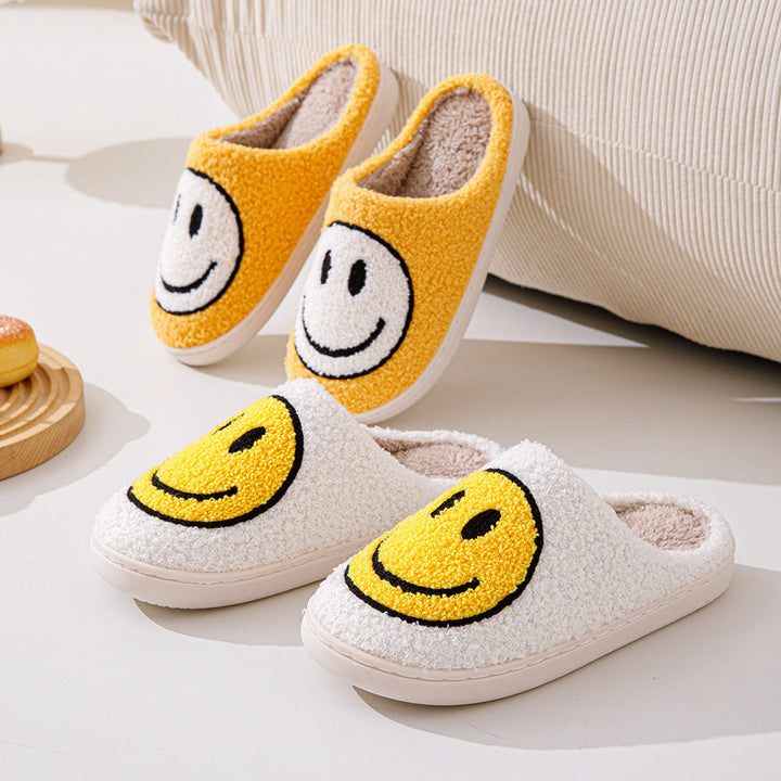 Mirla | Stort smiley-mönster pälslofflor-Eva Jonsson