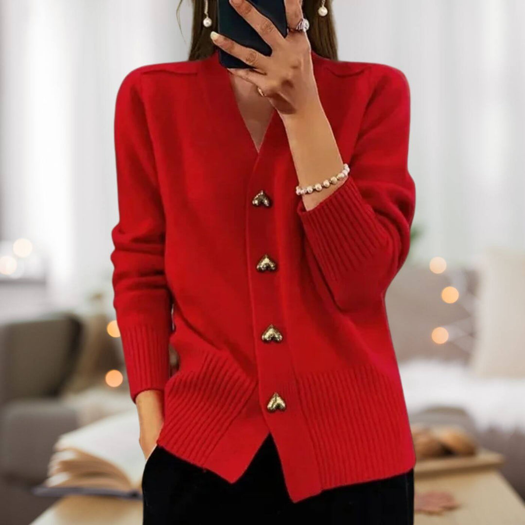 Mirla | Stylish Cardigan With Heart Button Accents-Eva Jonsson