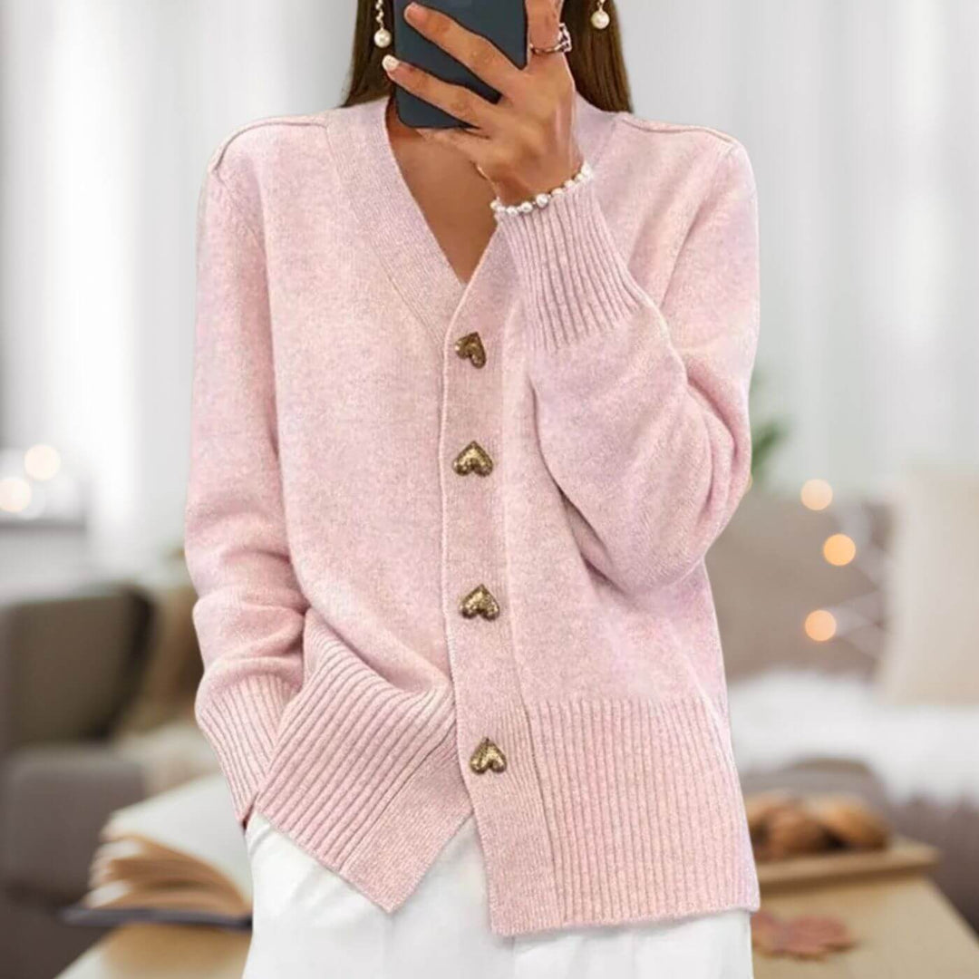 Mirla | Stylish Cardigan With Heart Button Accents-Eva Jonsson