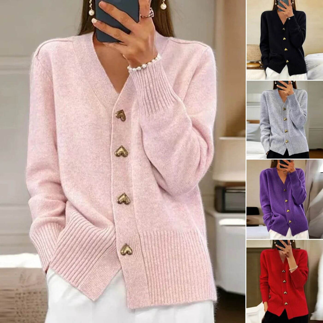 Mirla | Stylish Cardigan With Heart Button Accents-Eva Jonsson