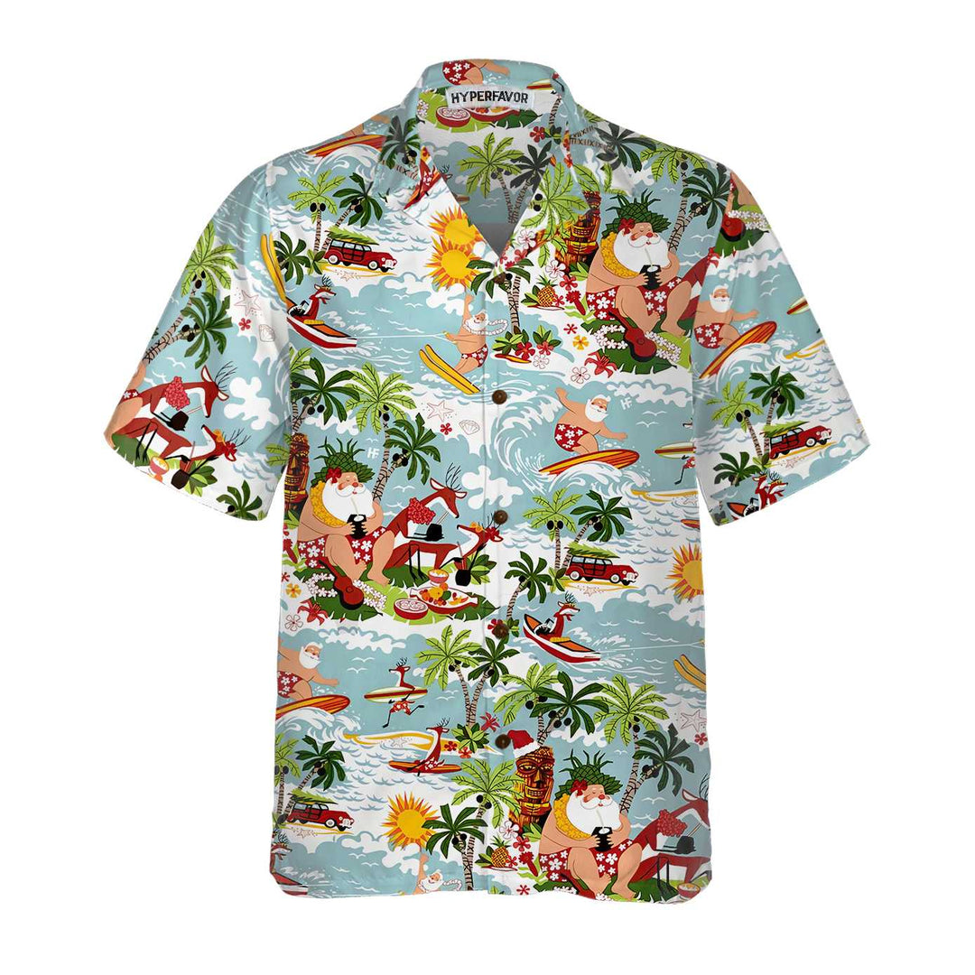 Mirla | Surfande Santa Jul-Hawaiian Skjorta Rolig Santa Skjorta Den Bästa Presenten Till Jul-Eva Jonsson