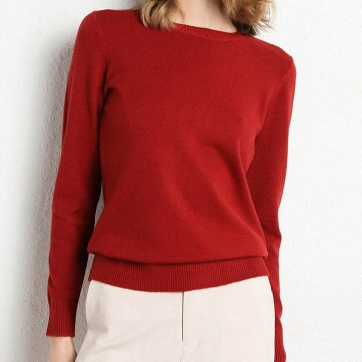 Mirla | Sweatshirt Mjuk ullblandning Rund hals Långa ärmar Bekväm passform-Eva Jonsson