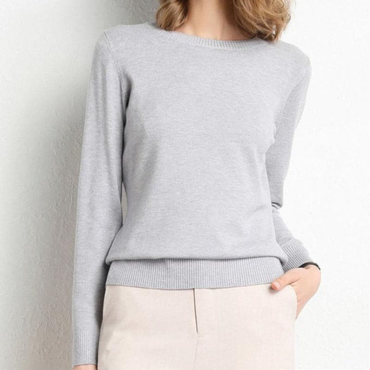 Mirla | Sweatshirt Mjuk ullblandning Rund hals Långa ärmar Bekväm passform-Eva Jonsson