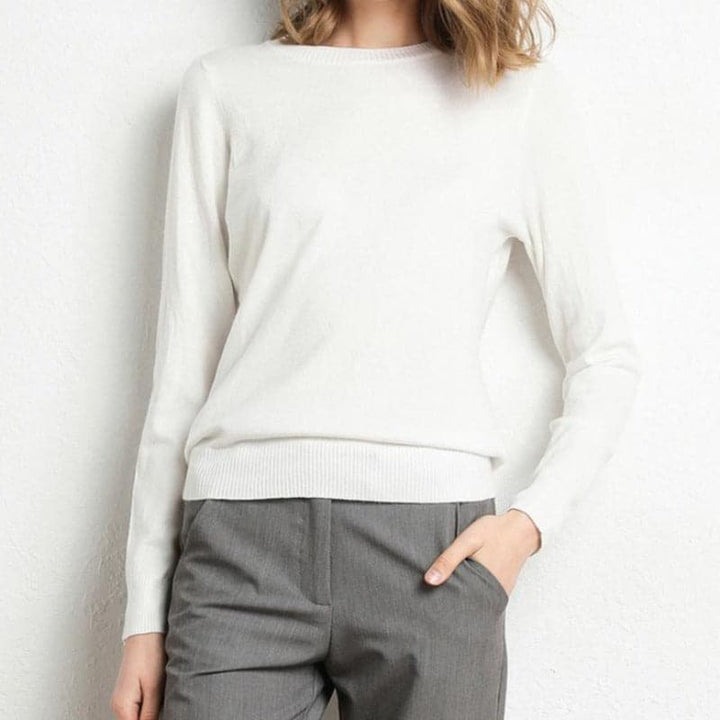 Mirla | Sweatshirt Mjuk ullblandning Rund hals Långa ärmar Bekväm passform-Eva Jonsson
