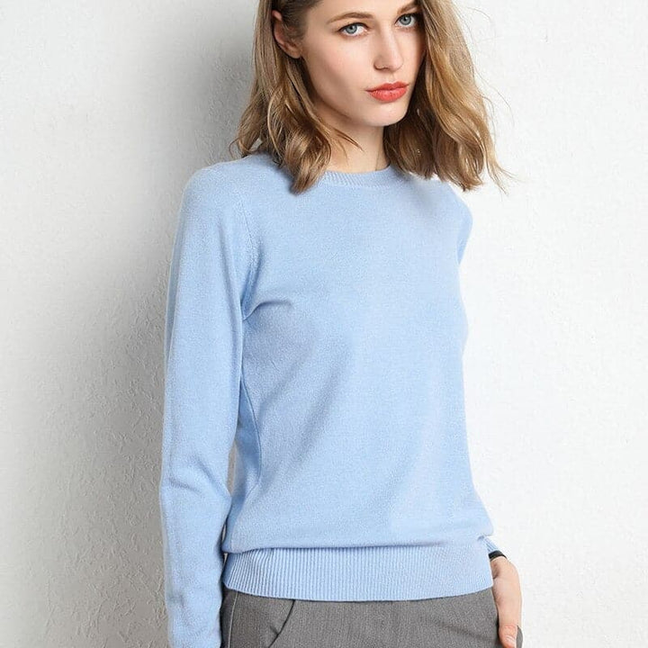 Mirla | Sweatshirt Mjuk ullblandning Rund hals Långa ärmar Bekväm passform-Eva Jonsson