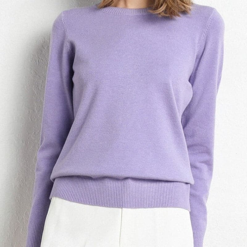 Mirla | Sweatshirt Mjuk ullblandning Rund hals Långa ärmar Bekväm passform-Eva Jonsson