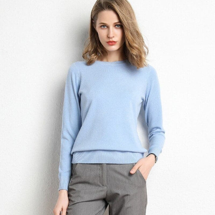 Mirla | Sweatshirt Mjuk ullblandning Rund hals Långa ärmar Bekväm passform-Eva Jonsson