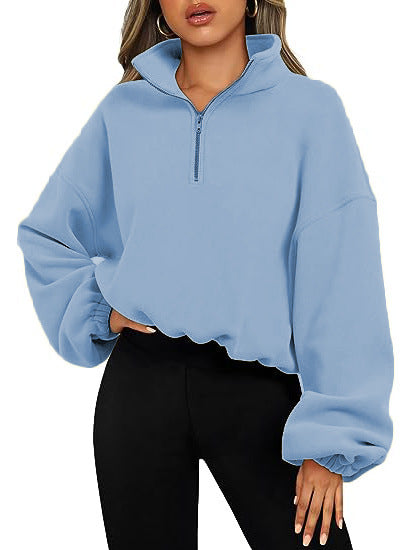 Mirla | Sweatshirt med Halvdragkedja och Ståkrage-Eva Jonsson