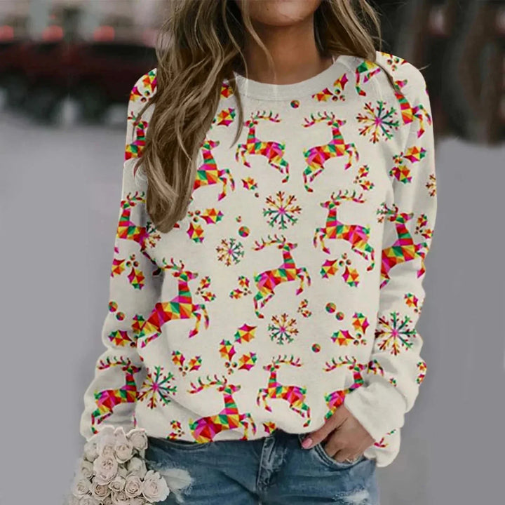 Mirla | Sweatshirt med Santa-Tryck - Bekväm 3D-Jultröja För Högtiderna-Eva Jonsson