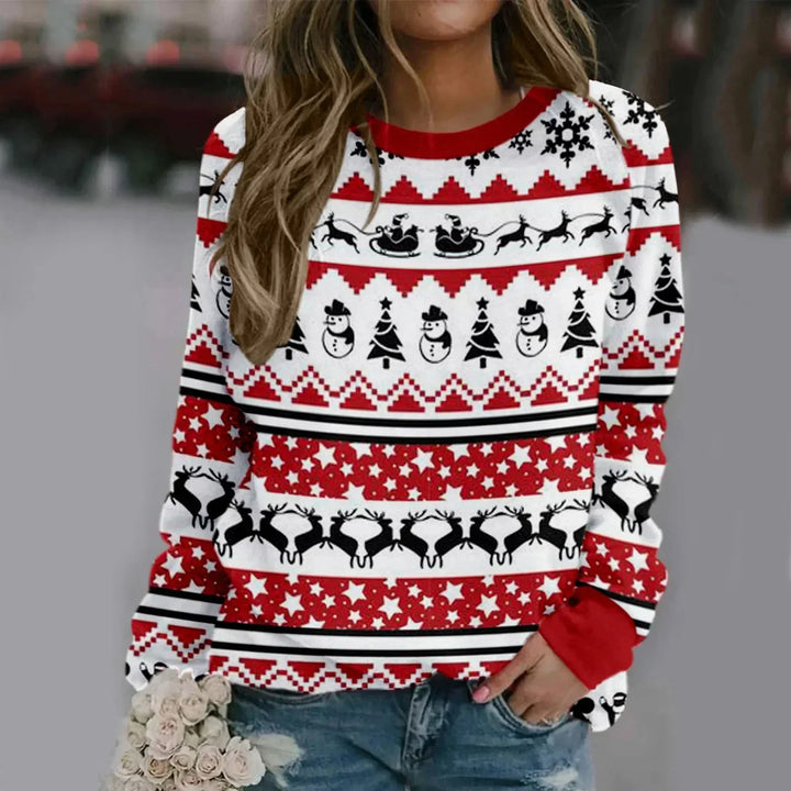 Mirla | Sweatshirt med Santa-Tryck - Bekväm 3D-Jultröja För Högtiderna-Eva Jonsson