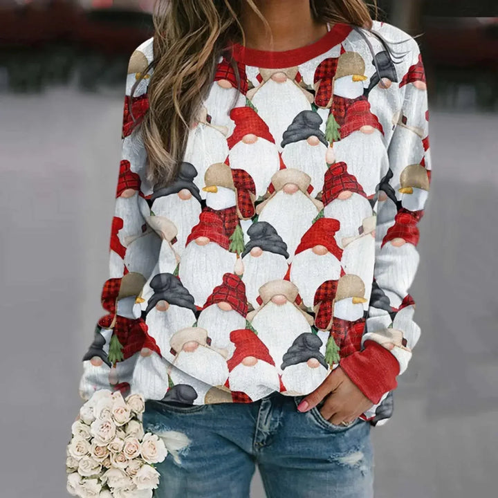 Mirla | Sweatshirt med Santa-Tryck - Bekväm 3D-Jultröja För Högtiderna-Eva Jonsson