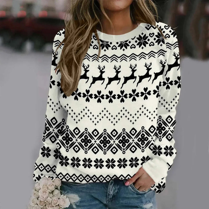 Mirla | Sweatshirt med Santa-Tryck - Bekväm 3D-Jultröja För Högtiderna-Eva Jonsson