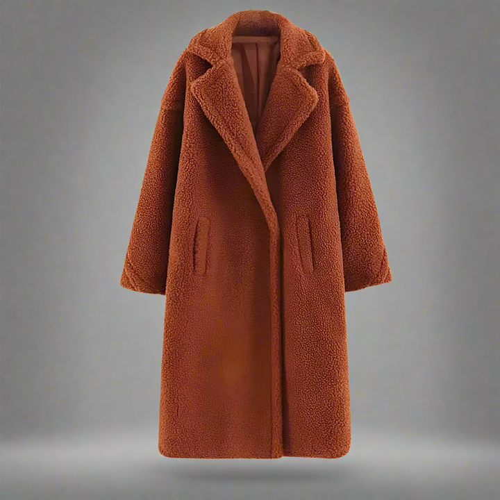 Mirla | Teddy Kappa Lång Faux Shearling Avslappnad Snitt Elegant Reverskrage-Eva Jonsson