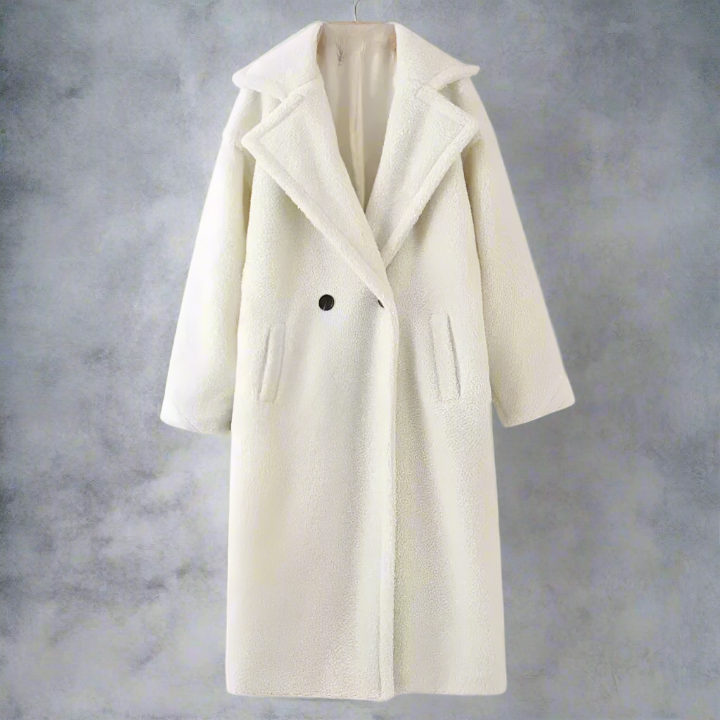 Mirla | Teddy Kappa Lång Faux Shearling Avslappnad Snitt Elegant Reverskrage-Eva Jonsson