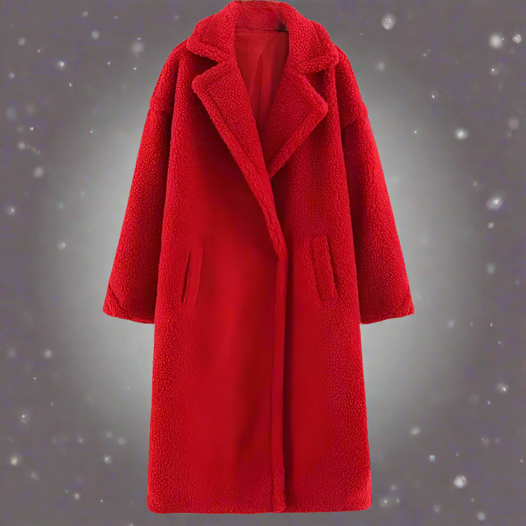 Mirla | Teddy Kappa Lång Faux Shearling Avslappnad Snitt Elegant Reverskrage-Eva Jonsson
