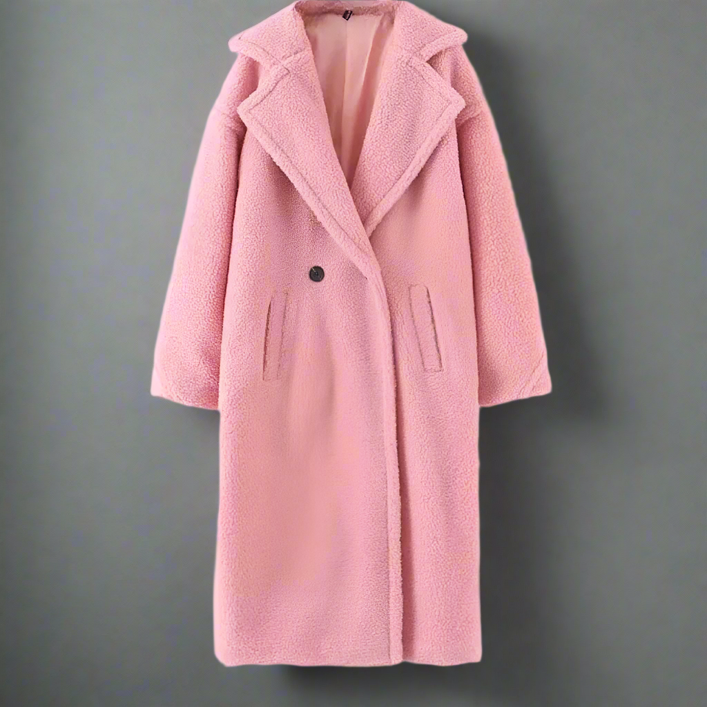 Mirla | Teddy Kappa Lång Faux Shearling Avslappnad Snitt Elegant Reverskrage-Eva Jonsson
