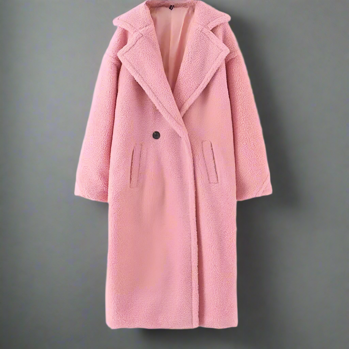 Mirla | Teddy Kappa Lång Faux Shearling Avslappnad Snitt Elegant Reverskrage-Eva Jonsson