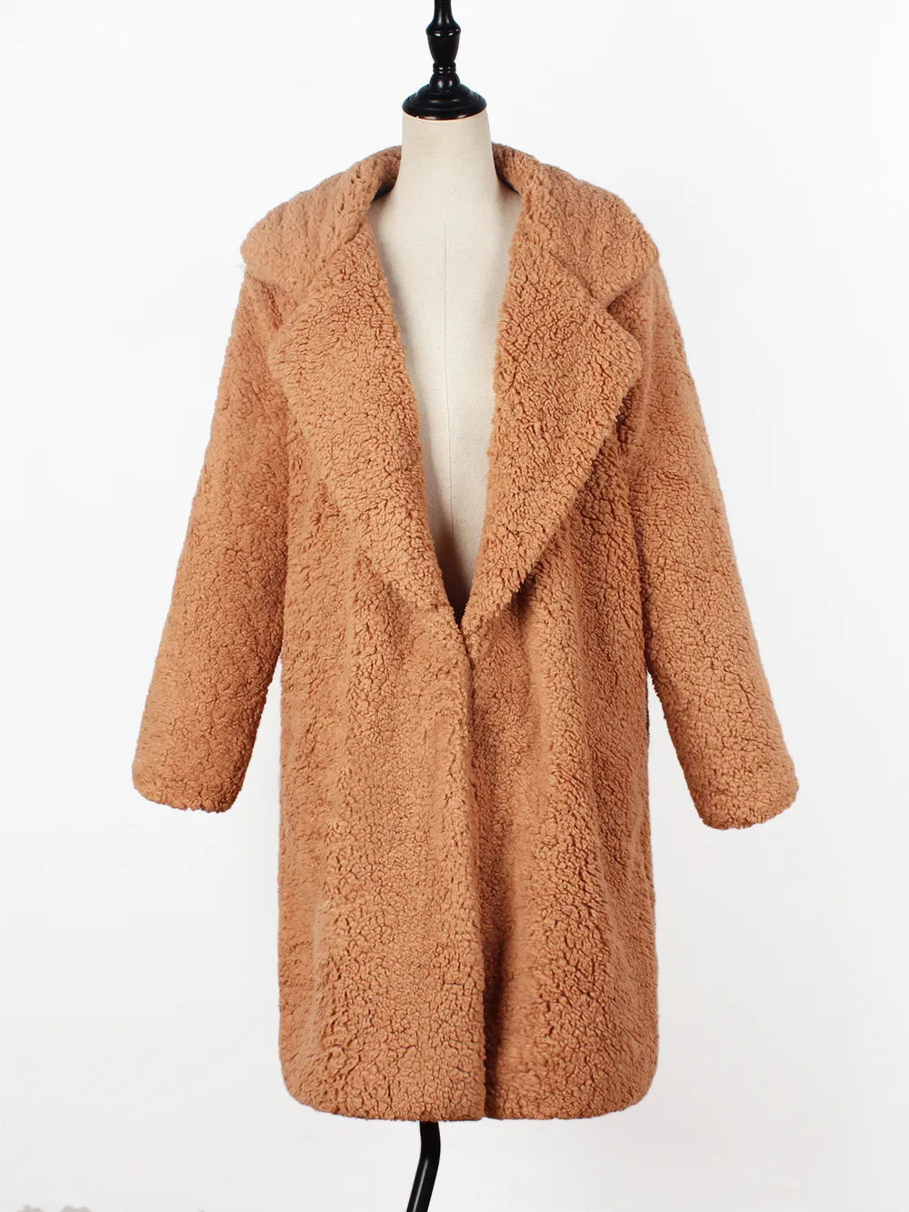 Mirla | Teddy Kappa Mjuk och Varm Oversized Skärning Öppen Framsida Långa Ärmar-Eva Jonsson