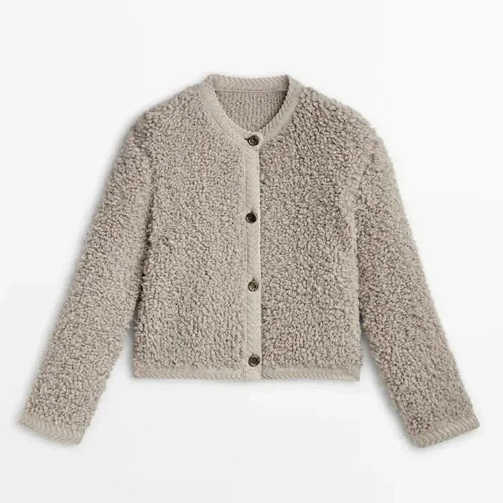 Mirla | Teddy Kappa Oversized Passform Mjuk Pälslook Knapplist Utan Krage-Eva Jonsson
