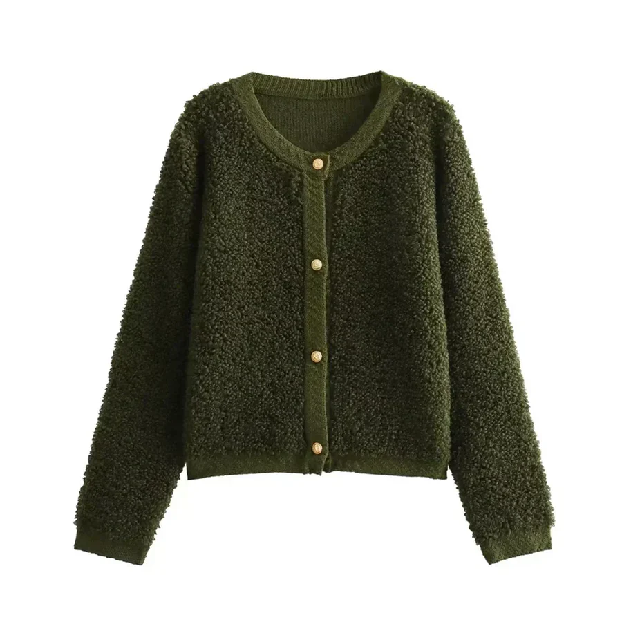 Mirla | Teddy Kappa Oversized Passform Mjuk Pälslook Knapplist Utan Krage-Eva Jonsson