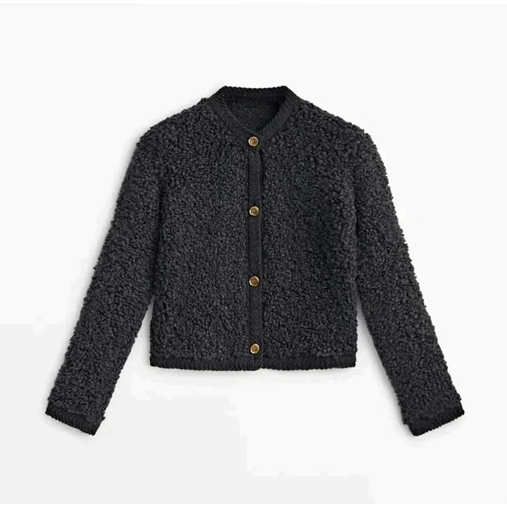 Mirla | Teddy Kappa Oversized Passform Mjuk Pälslook Knapplist Utan Krage-Eva Jonsson