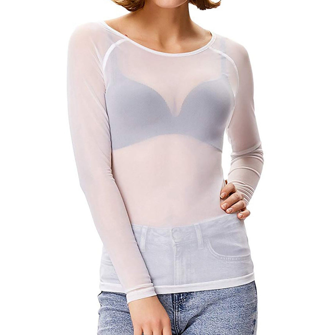 Mirla | Transparent mesh långärmad topp för damer-Eva Jonsson