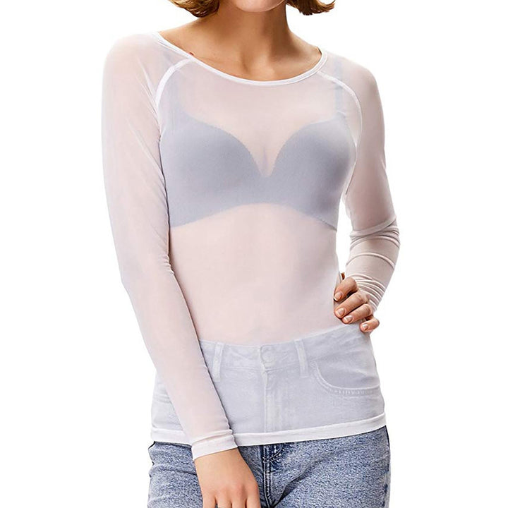 Mirla | Transparent mesh top med långa ärmar för damer-Eva Jonsson