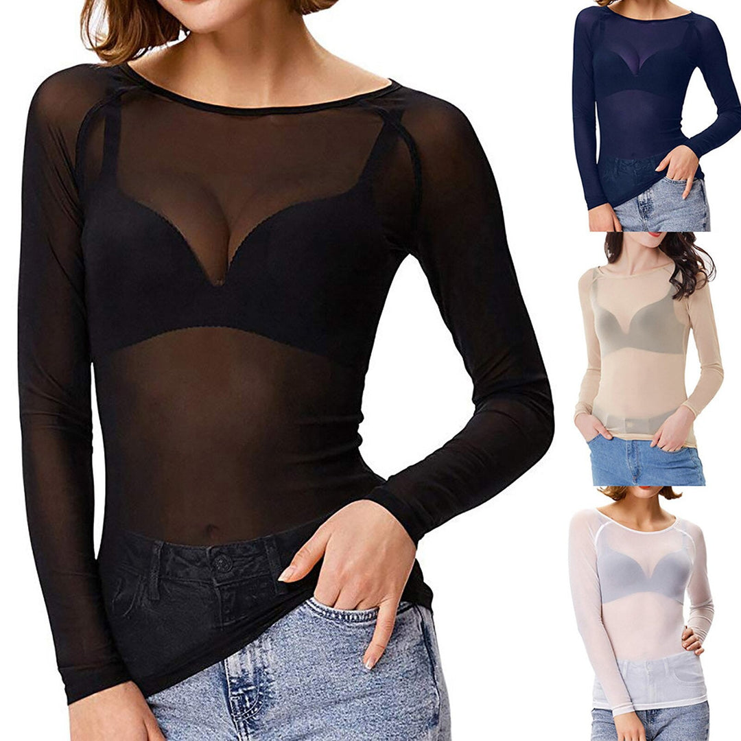 Mirla | Transparent mesh top med långa ärmar för damer-Eva Jonsson