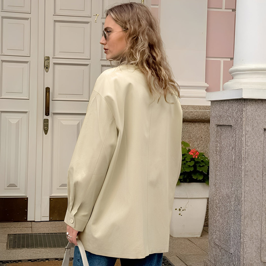 Mirla | Trendig, Löst Sittande Damjacka med Polokrage-Eva Jonsson