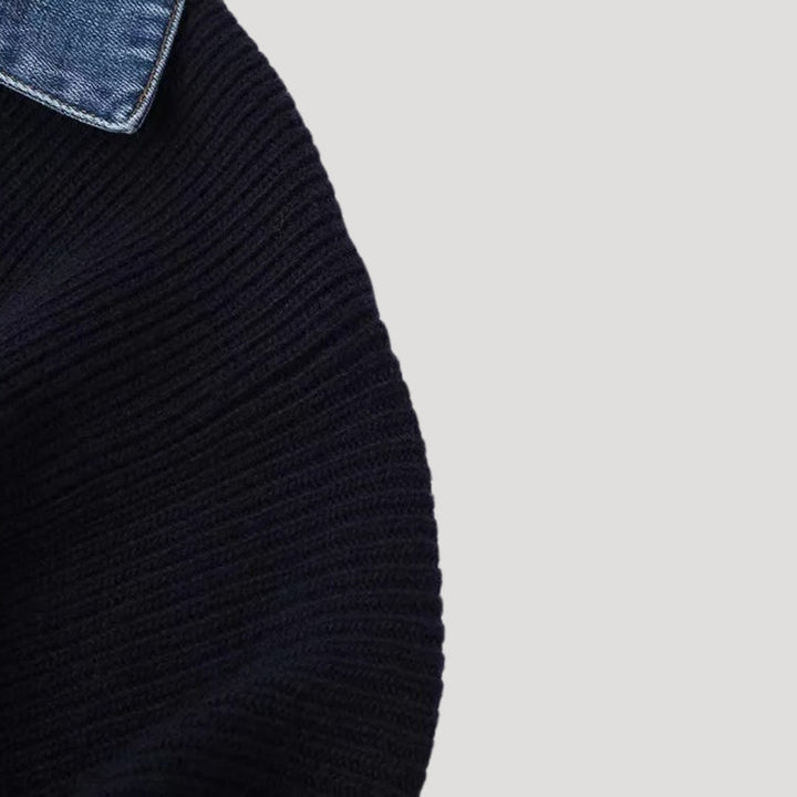 Mirla | Tröja med Denimkrage och Knapplist-Eva Jonsson