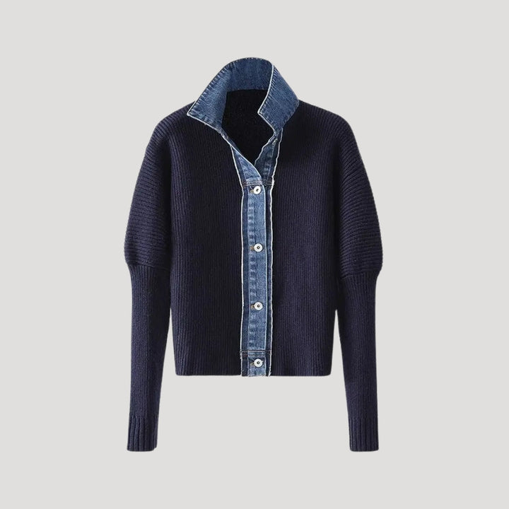 Mirla | Tröja med Denimkrage och Knapplist-Eva Jonsson