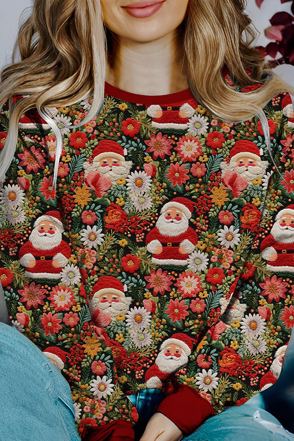 Mirla | Tryckt Jul Kontrastfärgad Långärmad Skjorta Sweatshirt-Eva Jonsson