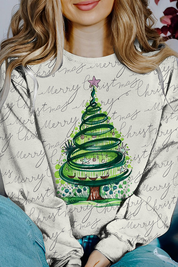 Mirla | Tryckt Jul Kontrastfärgad Långärmad Skjorta Sweatshirt-Eva Jonsson