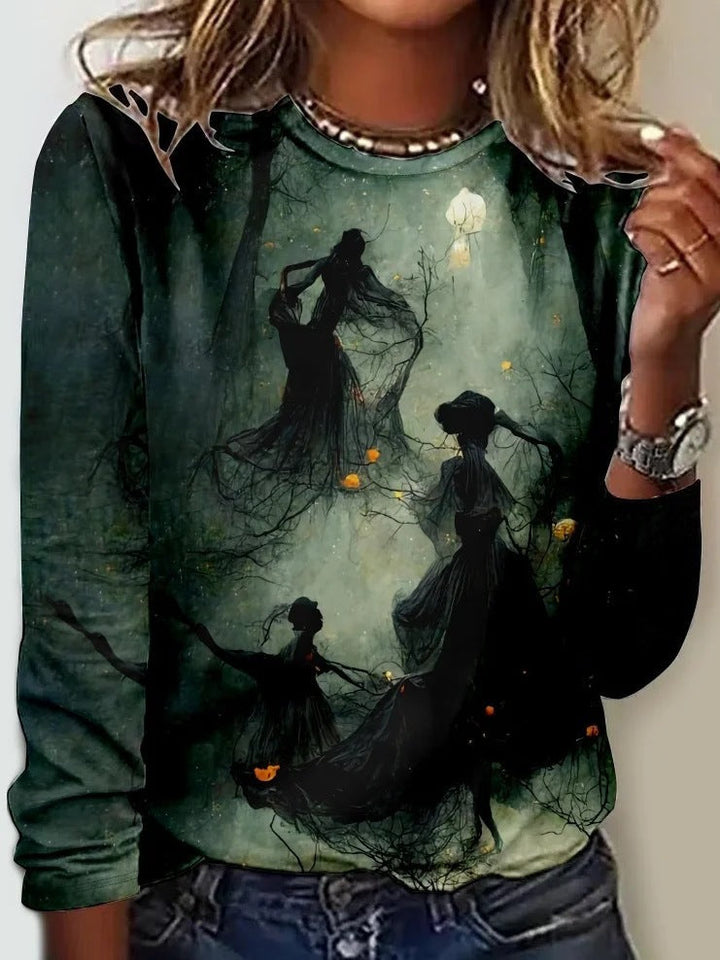 Mirla | Tryckt Rundhals-T-shirt-Eva Jonsson