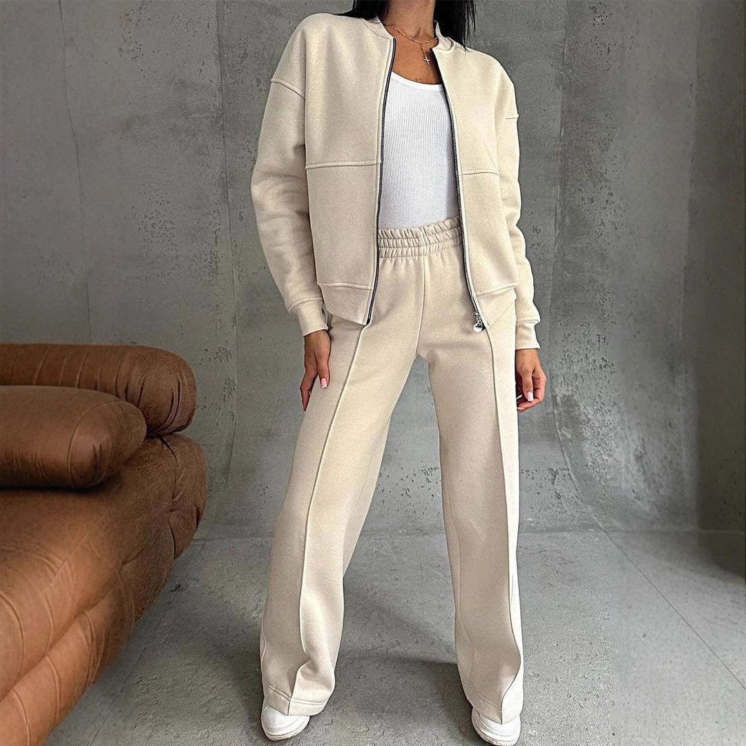 Mirla | Tvådelat Set med Zipjacka och Vid Ben I Sportstil-Eva Jonsson