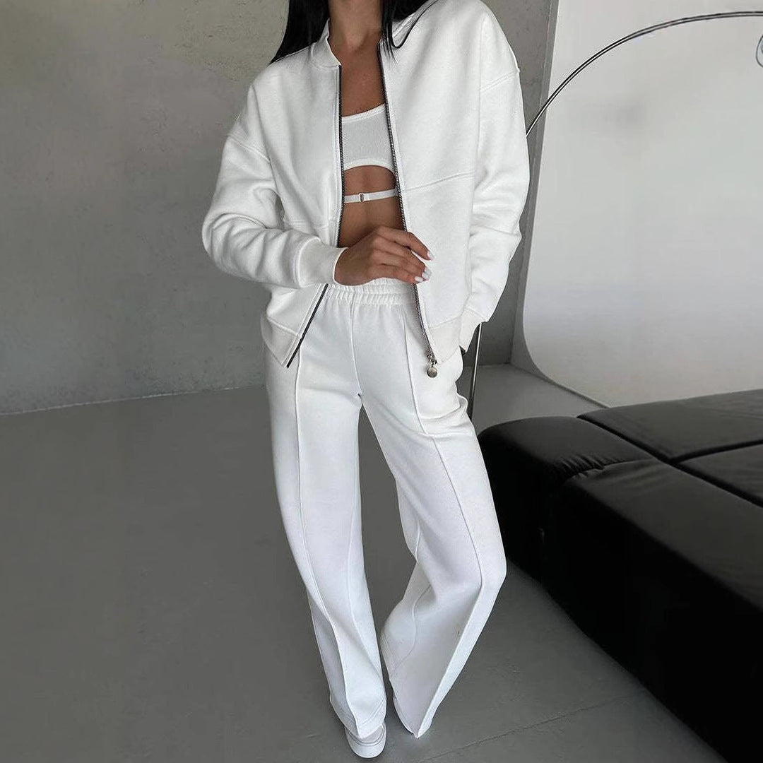Mirla | Tvådelat Set med Zipjacka och Vid Ben I Sportstil-Eva Jonsson