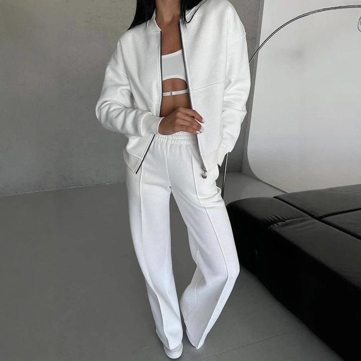 Mirla | Tvådelat Set med Zipjacka och Vid Ben I Sportstil-Eva Jonsson
