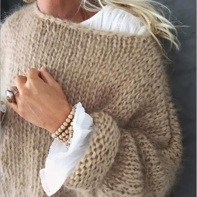 Mirla | U Boot Urring Grovt Stickad Oversize Tröja Dam Stickade Varor-Eva Jonsson