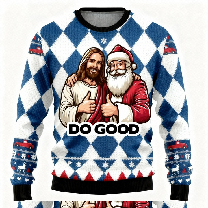 Eva Jonsson | Ugly Christmas Sweater Party 2025 Happy Santa & Jesus Pattern Edition-Eva Jonsson