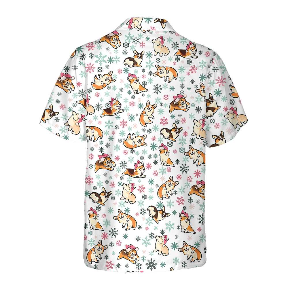 Mirla | Varm Corgi För En Glad Jul-Hawaiian-Skjorta Rolig Jul-Corgi Bästa Julklappen-Eva Jonsson