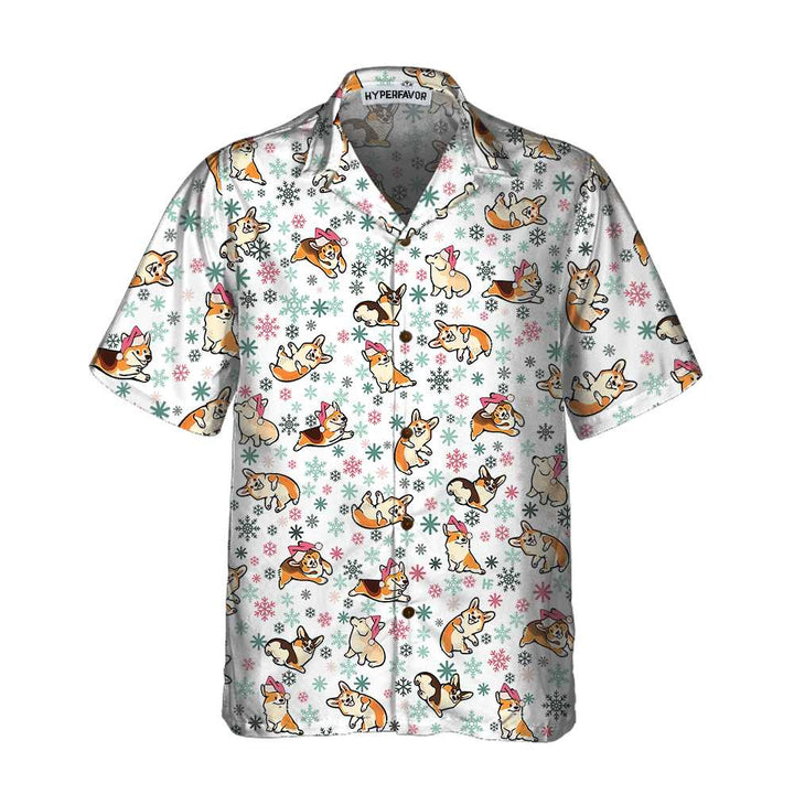 Mirla | Varm Corgi För En Glad Jul-Hawaiian-Skjorta Rolig Jul-Corgi Bästa Julklappen-Eva Jonsson