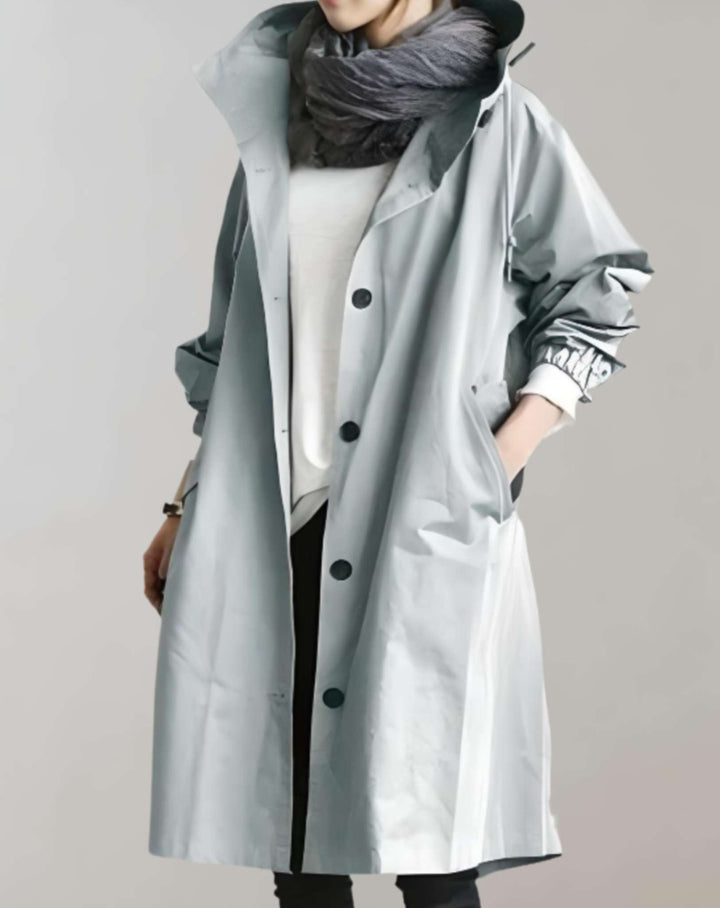 Mirla | Varm trenchcoat med huva-Eva Jonsson