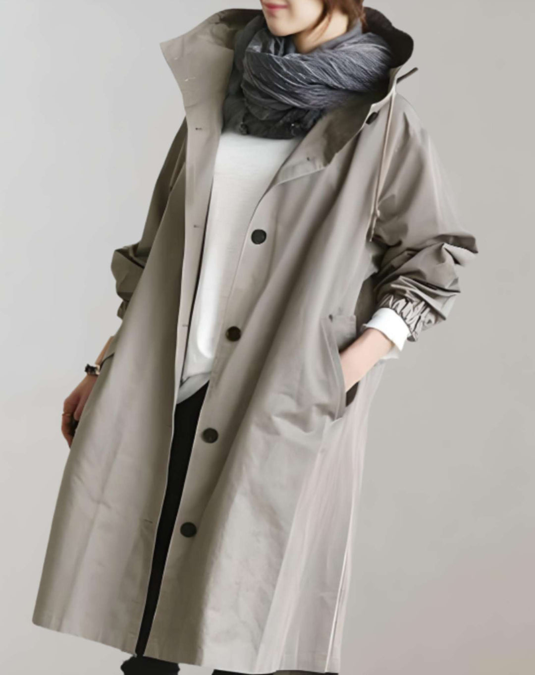 Mirla | Varm trenchcoat med huva-Eva Jonsson