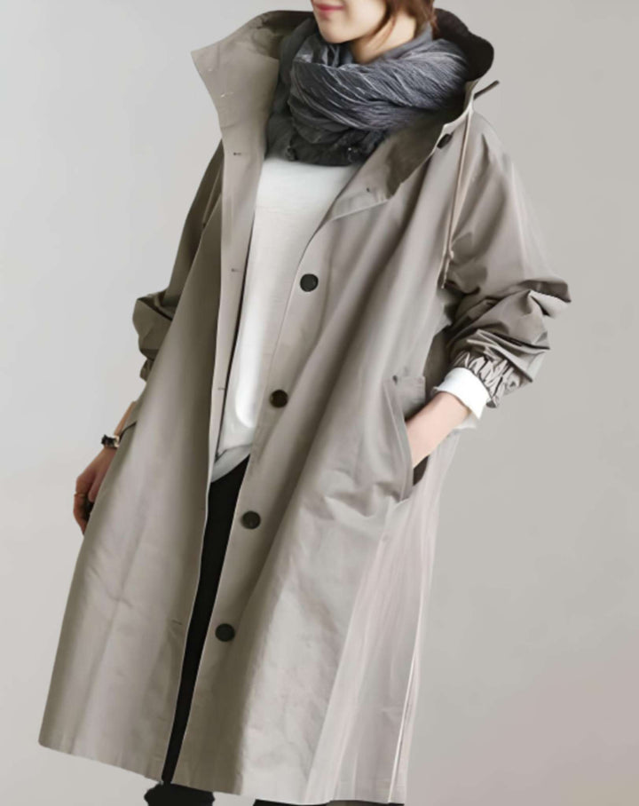 Mirla | Varm trenchcoat med huva-Eva Jonsson