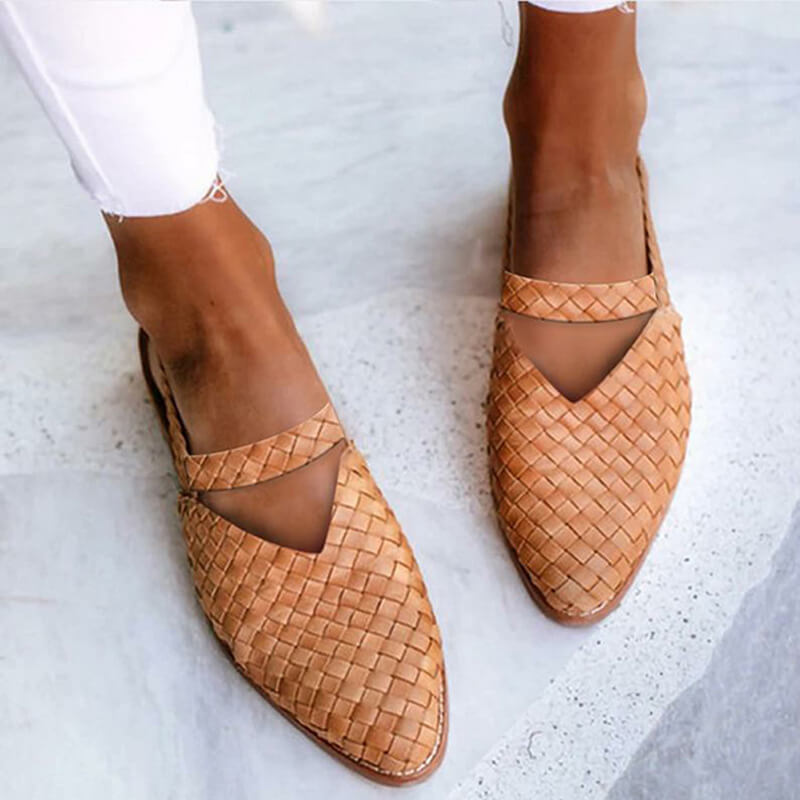 Mirla | Vävda-Spets Tå Slingback Platta Skor för Damer-Eva Jonsson