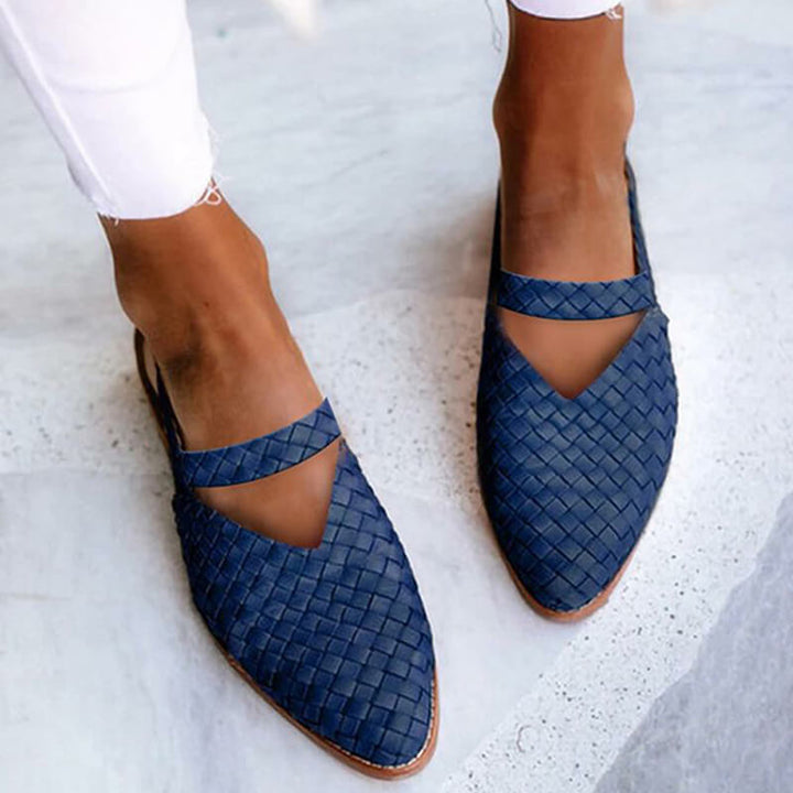 Mirla | Vävda-Spets Tå Slingback Platta Skor för Damer-Eva Jonsson