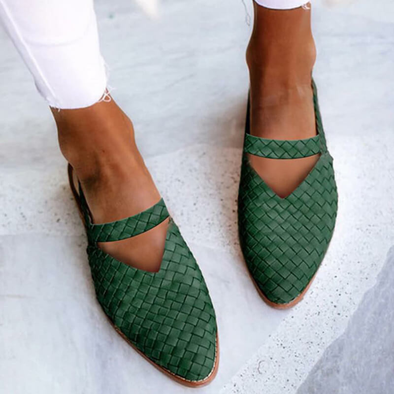 Mirla | Vävda-Spets Tå Slingback Platta Skor för Damer-Eva Jonsson