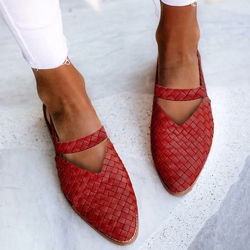 Mirla | Vävda-Spets Tå Slingback Platta Skor för Damer-Eva Jonsson
