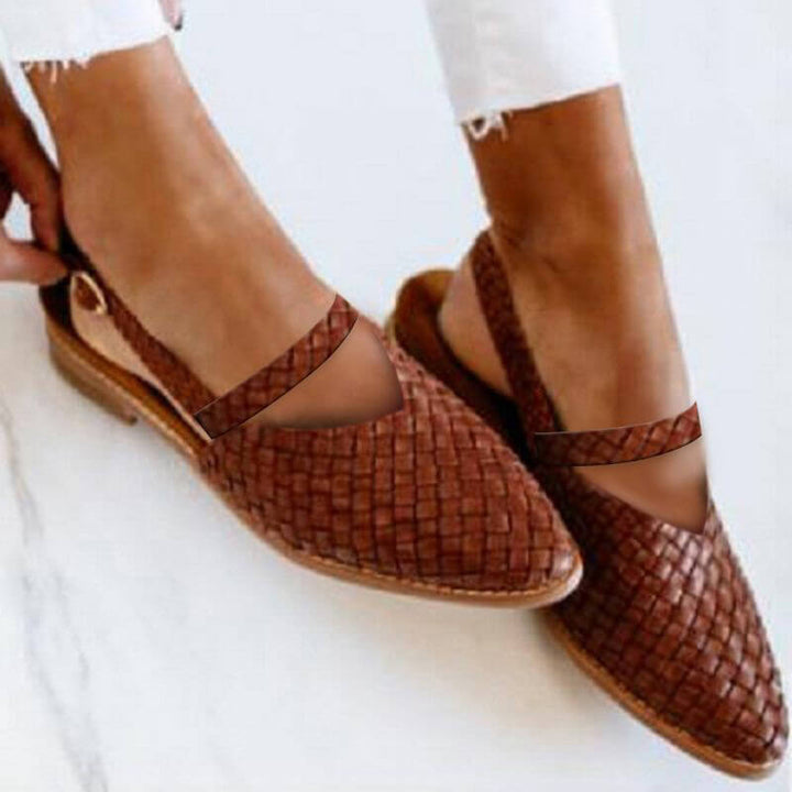 Mirla | Vävda-Spets Tå Slingback Platta Skor för Damer-Eva Jonsson